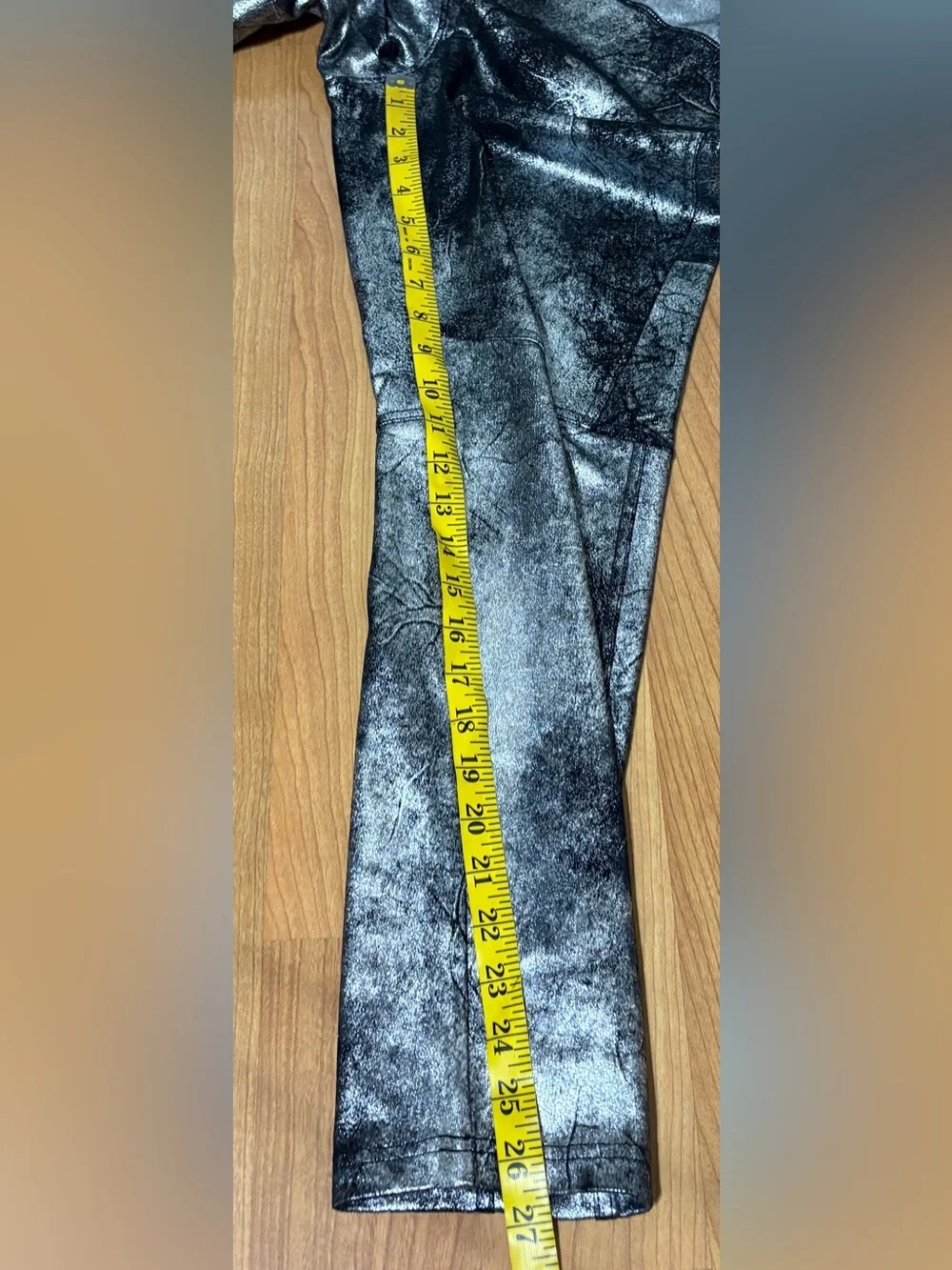 Free People Metallic Suede Leggings Women’s Large Black Silver Pull On NWT
